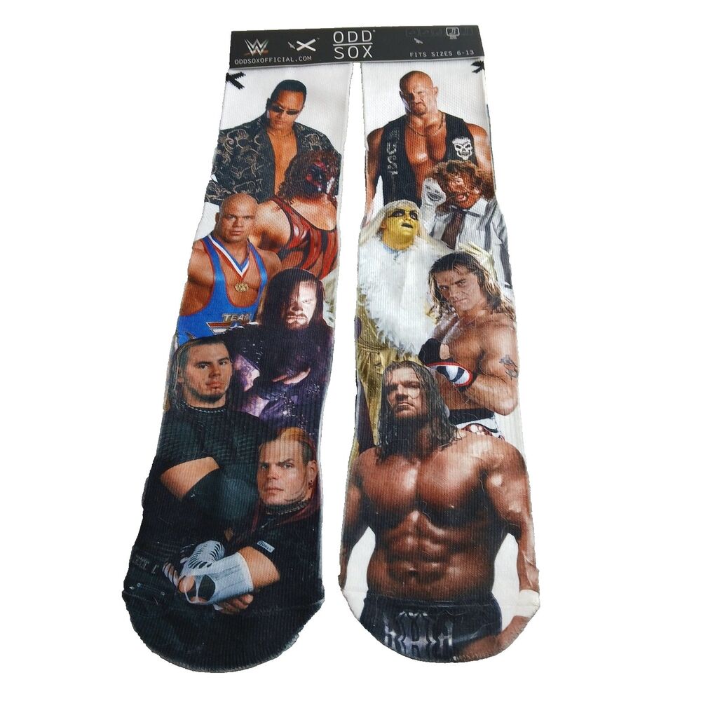 WWE WWF Attitude Era Odd Sox Wrestling Novelty Character Socks Size 6-13 NEW